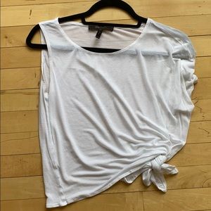 BCBG side tie tank - white